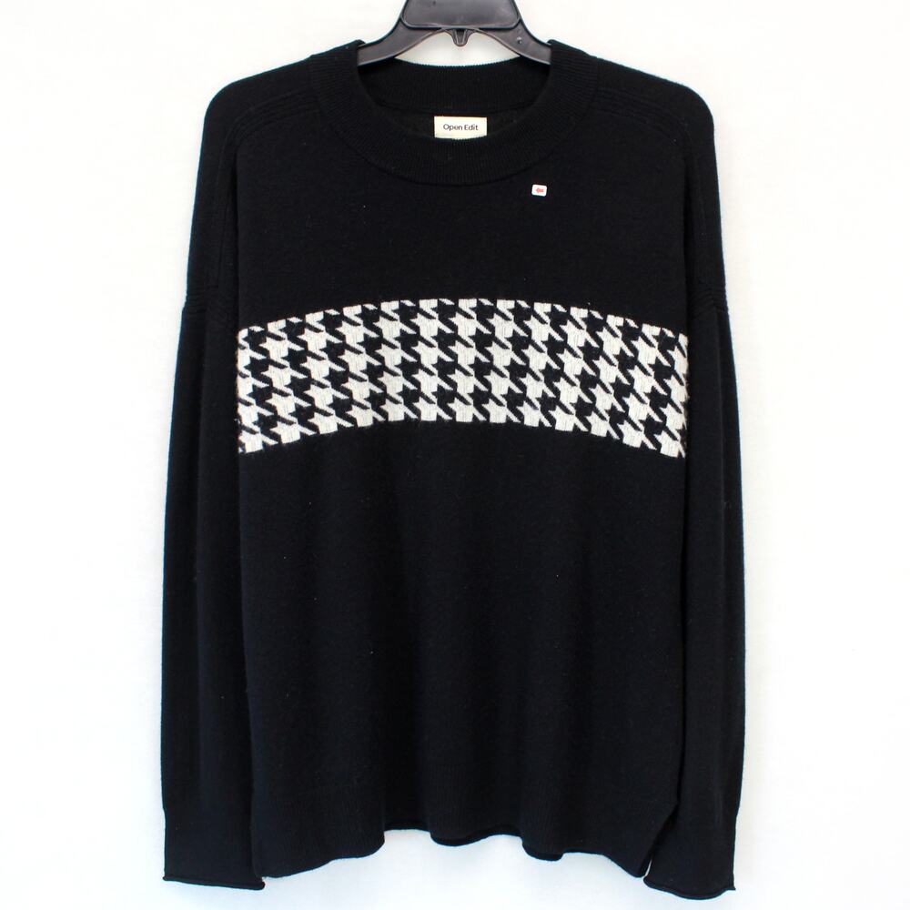 Open Edit 100% Cashmere Black Crew Neck Pullover Sweater XL